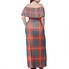 Hamilton Ancient Tartan Off Shoulder Long Dress