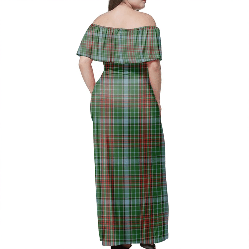 Gayre Tartan Off Shoulder Long Dress