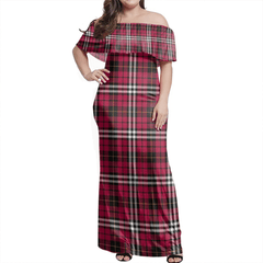 Little Tartan Off Shoulder Long Dress