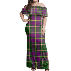 Taylor Tartan Off Shoulder Long Dress