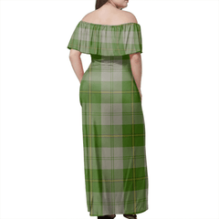 Cunningham Dress Green Dancers Tartan Off Shoulder Long Dress