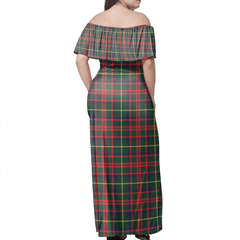 MacKintosh Hunting Modern Tartan Off Shoulder Long Dress