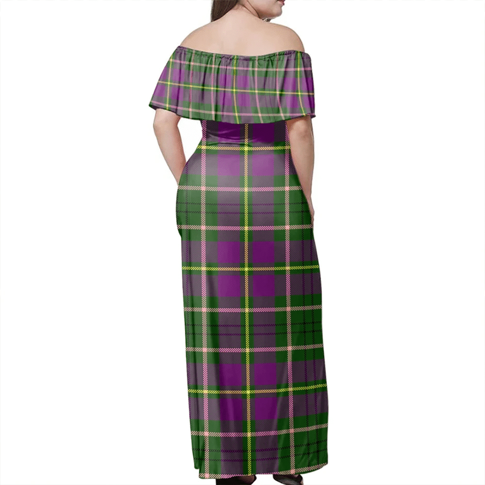 Taylor Tartan Off Shoulder Long Dress