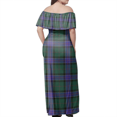 Sinclair Hunting Modern Tartan Off Shoulder Long Dress