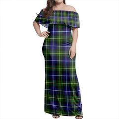 MacNeill Of Barra Modern Tartan Off Shoulder Long Dress