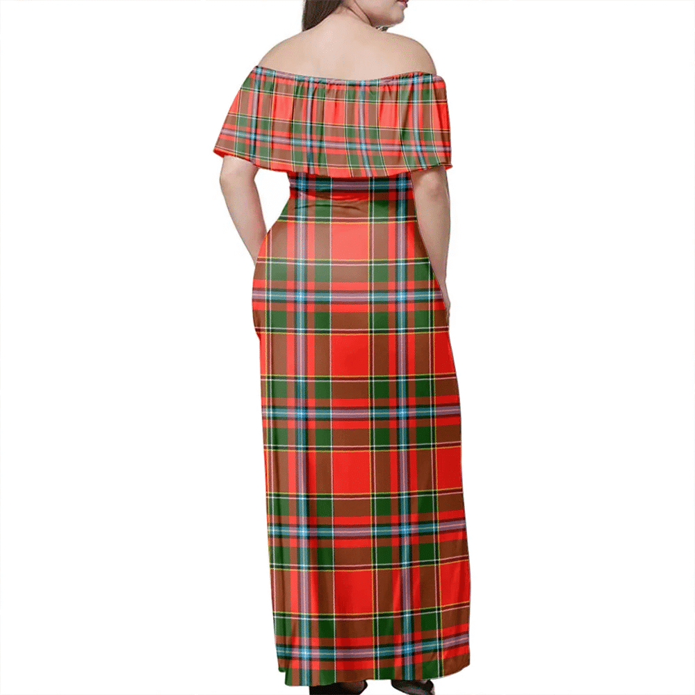 Drummond Of Perth Tartan Off Shoulder Long Dress