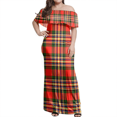 MacGill Modern Tartan Off Shoulder Long Dress