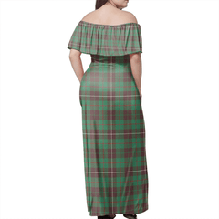 MacKinnon Hunting Ancient Tartan Off Shoulder Long Dress