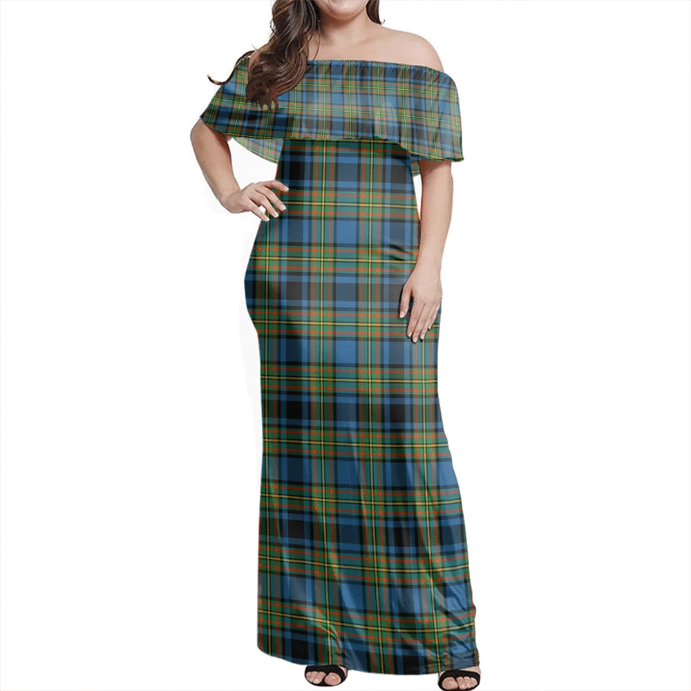 Gillies Tartan Off Shoulder Long Dress