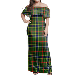 Bisset Tartan Off Shoulder Long Dress