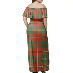 Hay Ancient Tartan Off Shoulder Long Dress