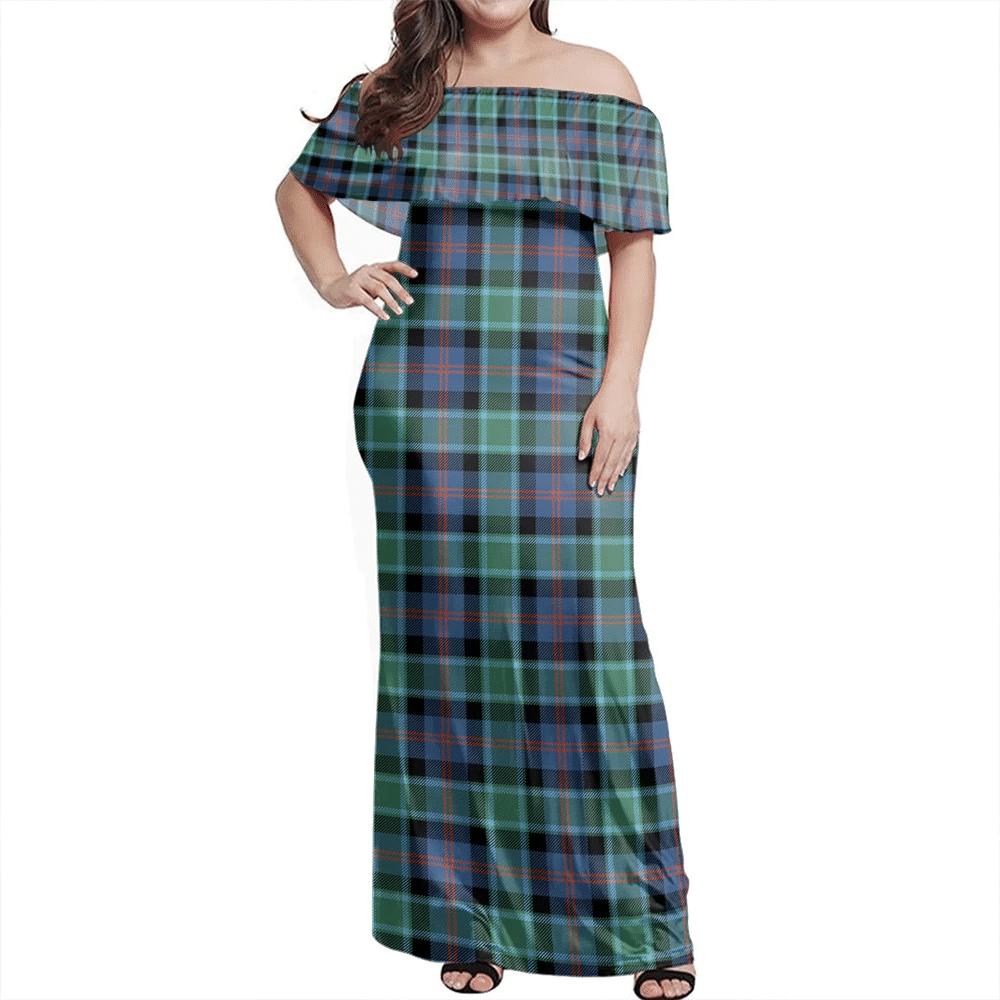 MacTaggart Ancient Tartan Off Shoulder Long Dress