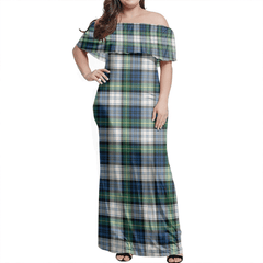 Gordon Dress Ancient Tartan Off Shoulder Long Dress