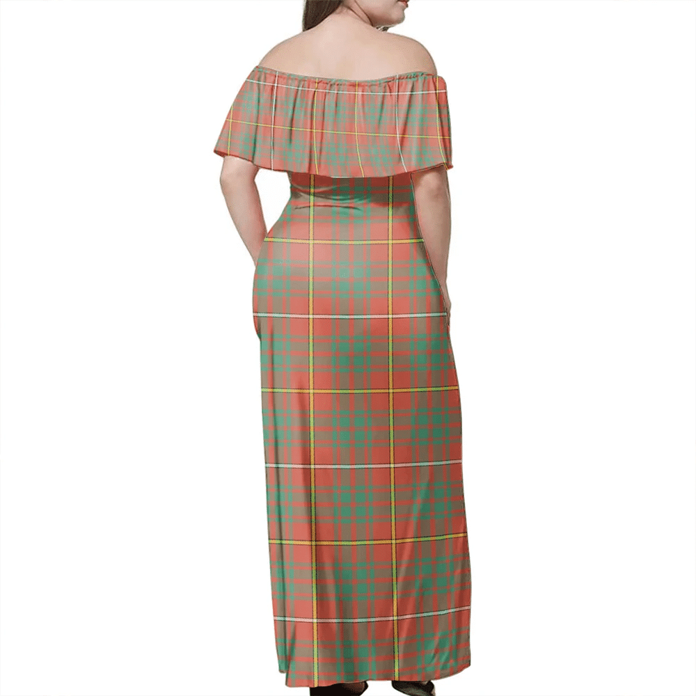 Bruce Ancient Tartan Off Shoulder Long Dress