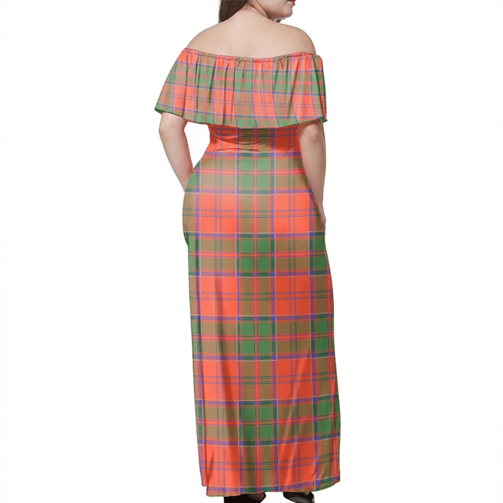 Grant Ancient Tartan Off Shoulder Long Dress