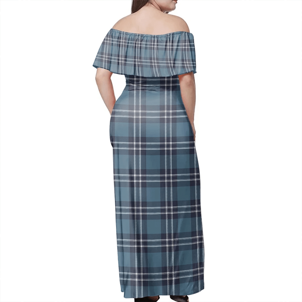 Earl Of St Andrews Tartan Off Shoulder Long Dress