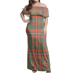 MacKinnon Ancient Tartan Off Shoulder Long Dress