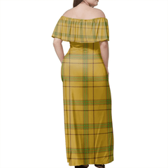 Houston Tartan Off Shoulder Long Dress