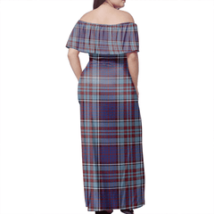 RCAF Tartan Off Shoulder Long Dress