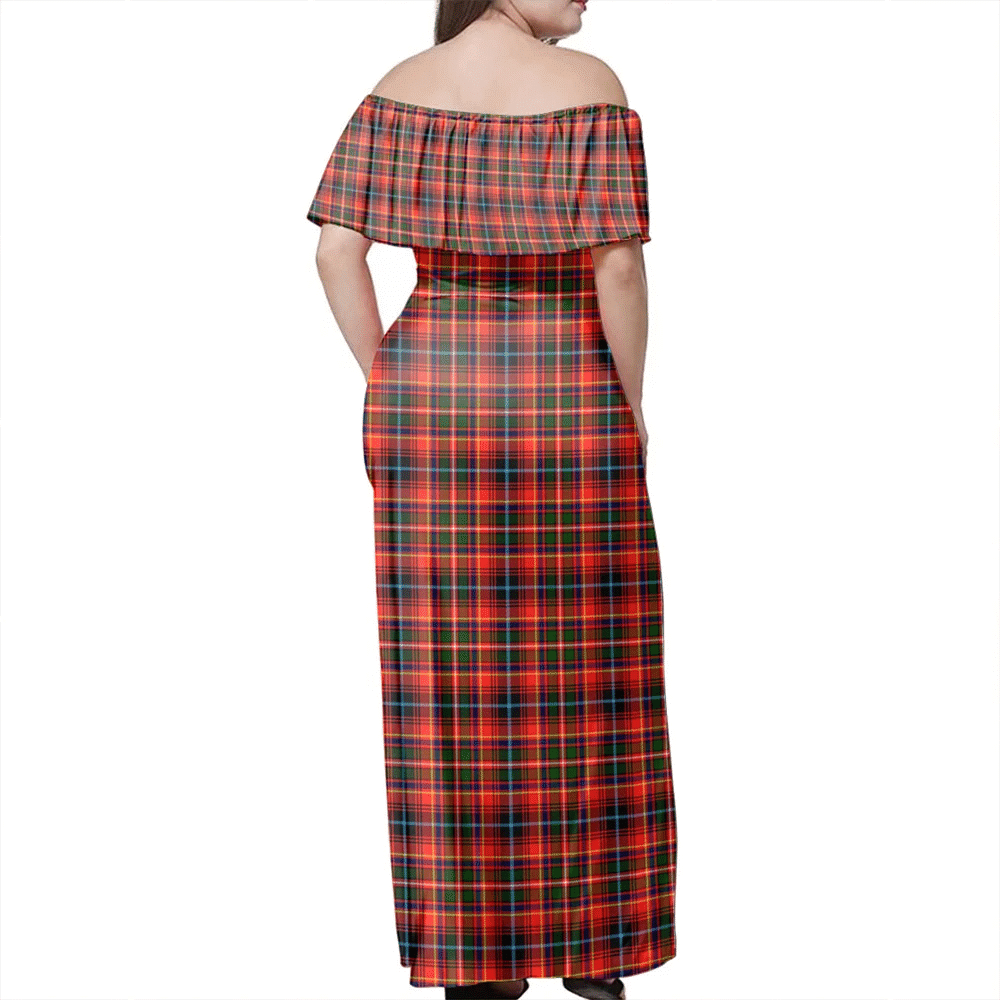 Innes Modern Tartan Off Shoulder Long Dress