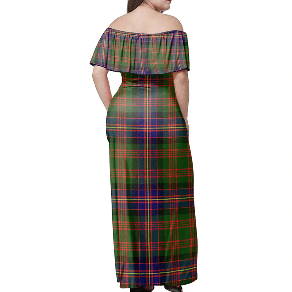 Cochrane Modern Tartan Off Shoulder Long Dress