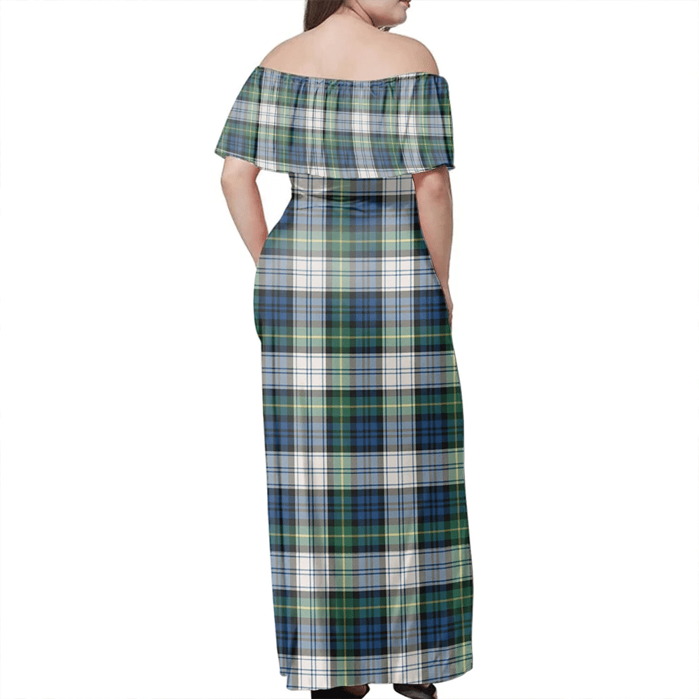 Gordon Dress Ancient Tartan Off Shoulder Long Dress