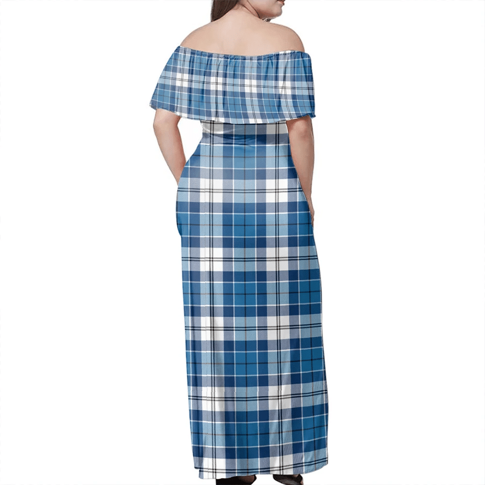 Strathclyde District Tartan Off Shoulder Long Dress