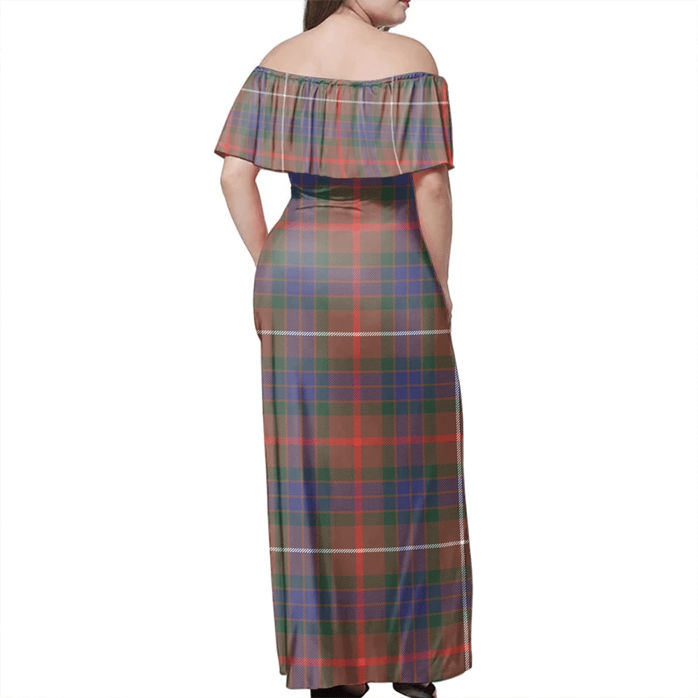 Fraser Hunting Modern Tartan Off Shoulder Long Dress