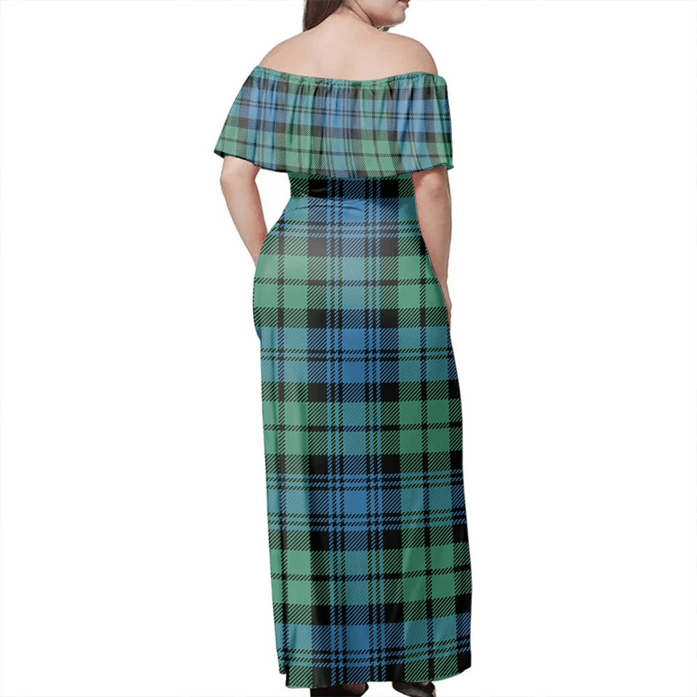 Campbell Ancient 01 Tartan Off Shoulder Long Dress