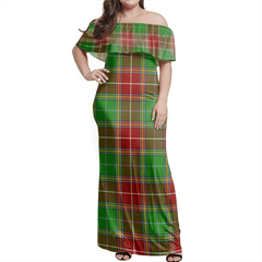 Baxter Modern Tartan Off Shoulder Long Dress