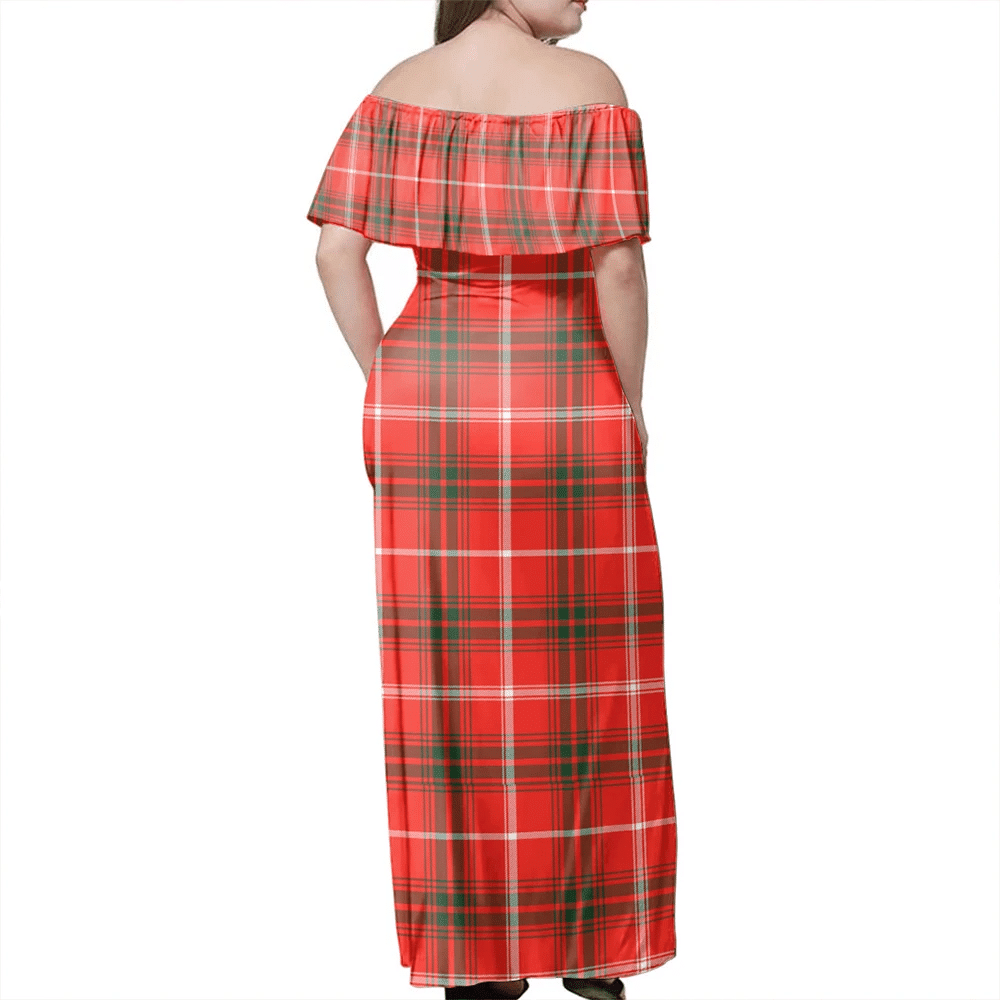 Duke Of Rothesay Modern Tartan Off Shoulder Long Dress