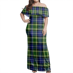 MacKellar Tartan Off Shoulder Long Dress