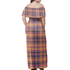 Jacobite Tartan Off Shoulder Long Dress