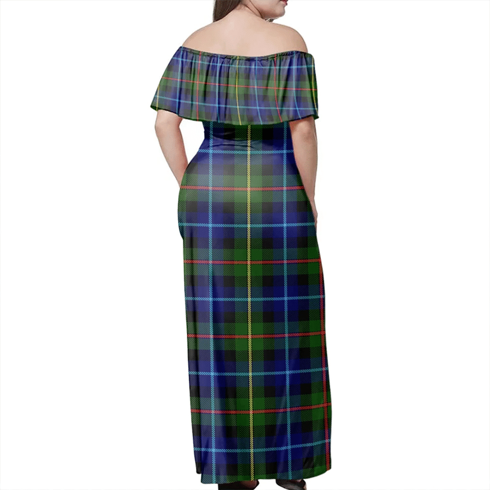 Smith Modern Tartan Off Shoulder Long Dress