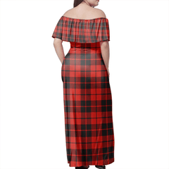 Ettrick District Tartan Off Shoulder Long Dress