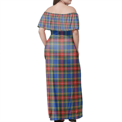 MacBeth Modern Tartan Off Shoulder Long Dress