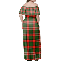 Pollock Modern Tartan Off Shoulder Long Dress