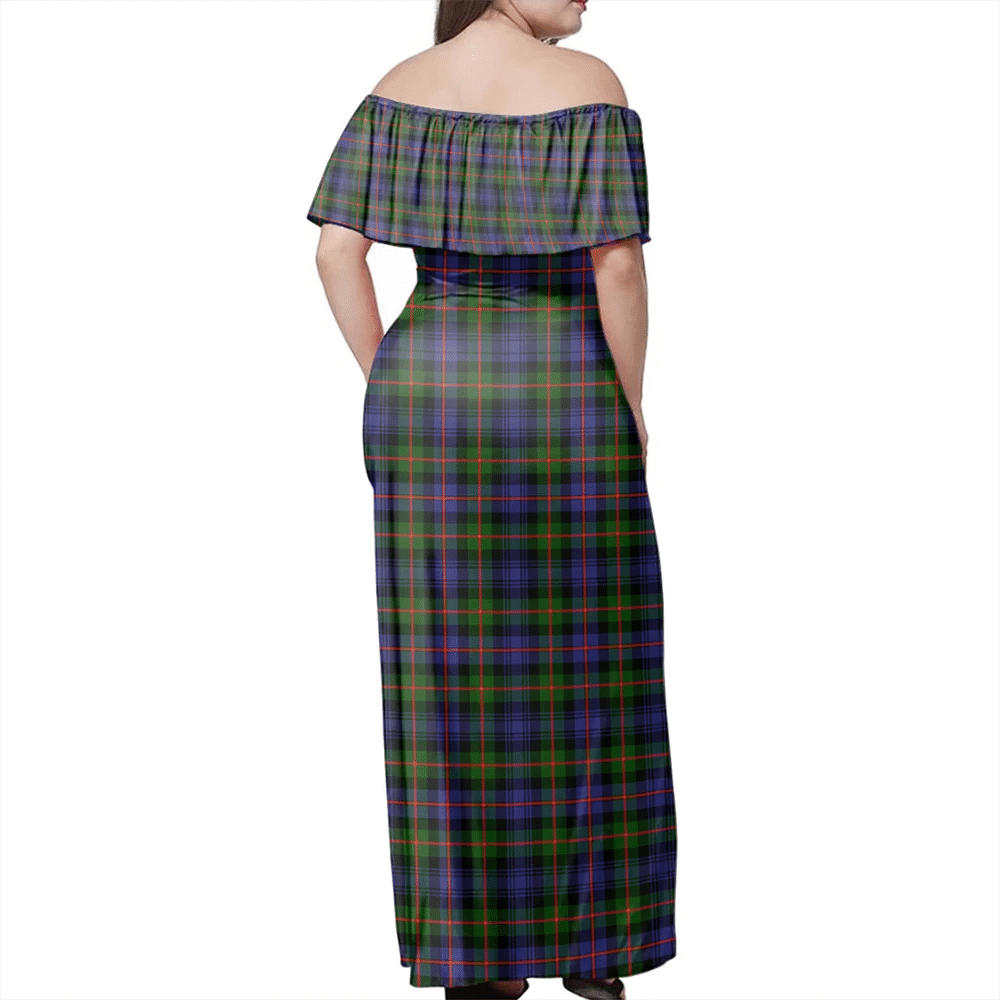 Murray Of Atholl Modern Tartan Off Shoulder Long Dress