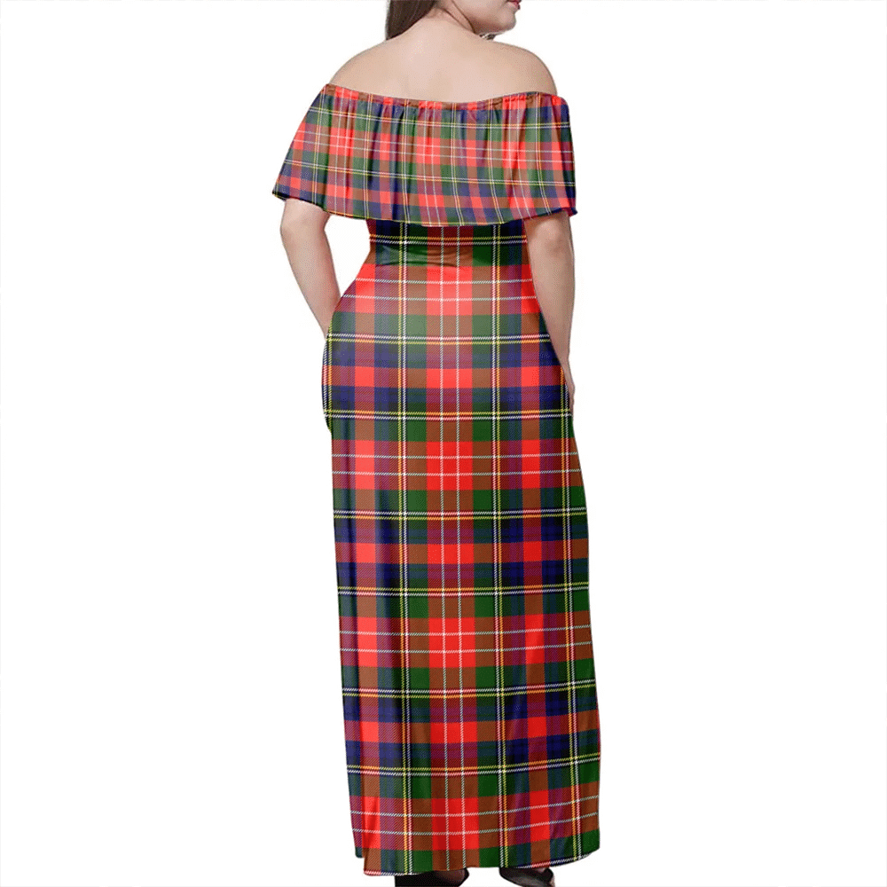 Christie Tartan Off Shoulder Long Dress