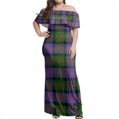 Blair Modern Tartan Off Shoulder Long Dress