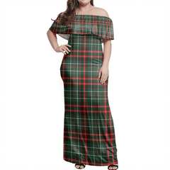 MacDiarmid Modern Tartan Off Shoulder Long Dress