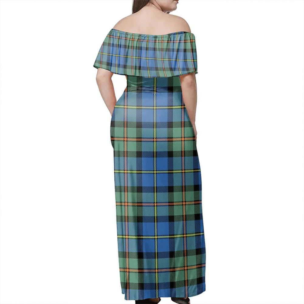 MacLeod Of Harris Ancient Tartan Off Shoulder Long Dress