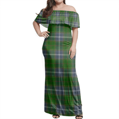 Pringle Tartan Off Shoulder Long Dress