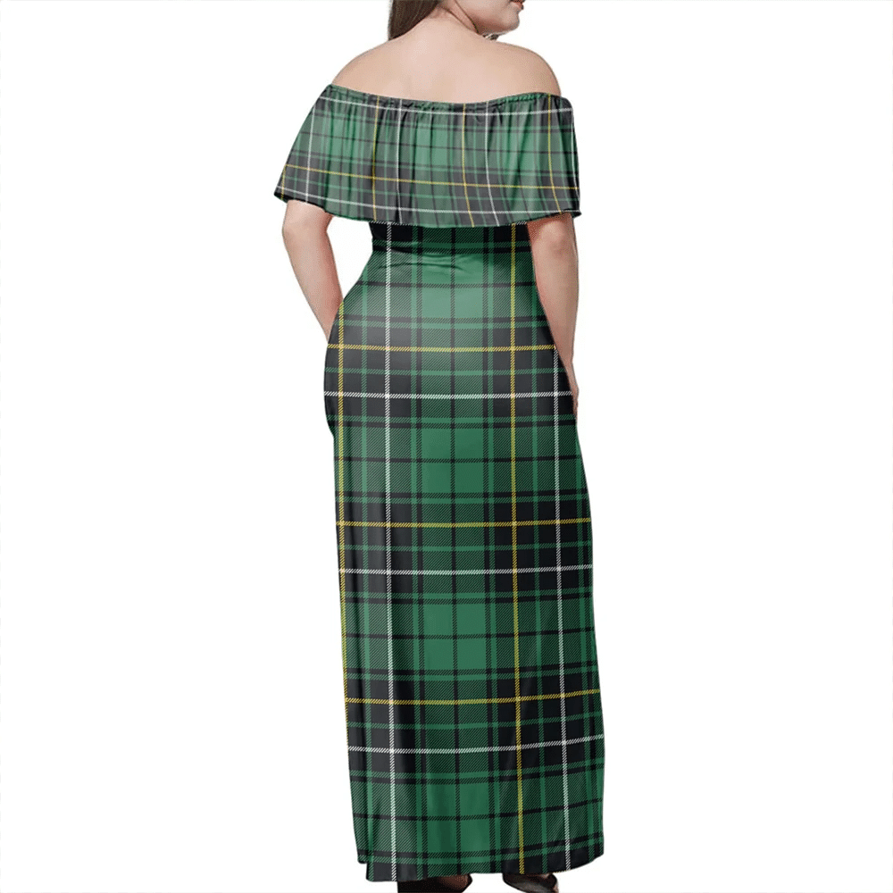 MacAlpine Ancient Tartan Off Shoulder Long Dress