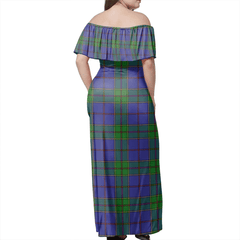 Strachan Tartan Off Shoulder Long Dress