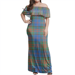 Stewart Of Appin Hunting Ancient Tartan Off Shoulder Long Dress