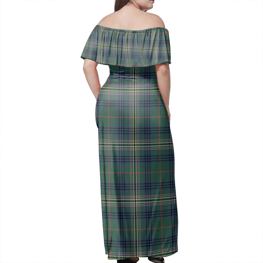 Kennedy Modern Tartan Off Shoulder Long Dress