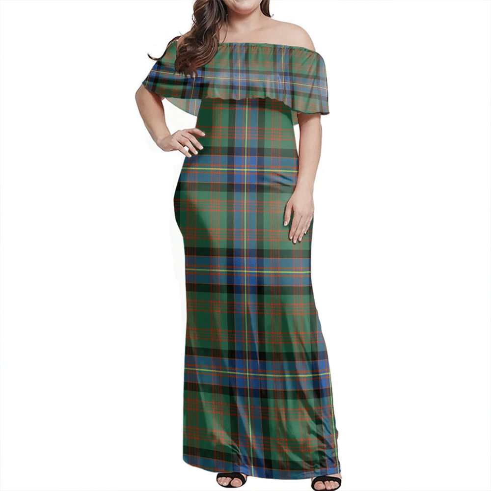 Cochrane Ancient Tartan Off Shoulder Long Dress