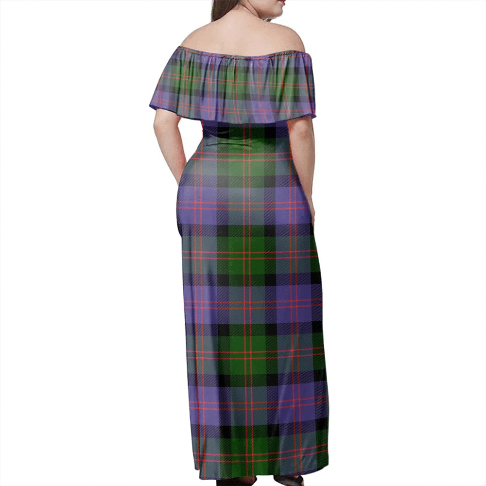 Blair Modern Tartan Off Shoulder Long Dress