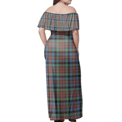 MacDuff Hunting Ancient Tartan Off Shoulder Long Dress